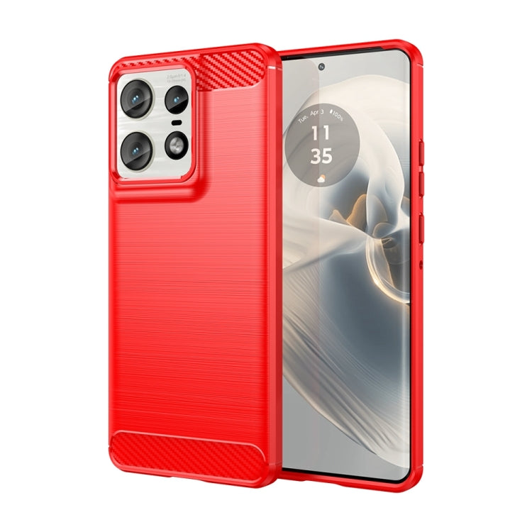 For Motorola Edge 50 Pro Carbon Fiber Brushed Texture TPU Phone Case(Red)