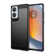 For Motorola Moto Edge 50 Fusion Carbon Fiber Brushed Texture TPU Phone Case(Black)