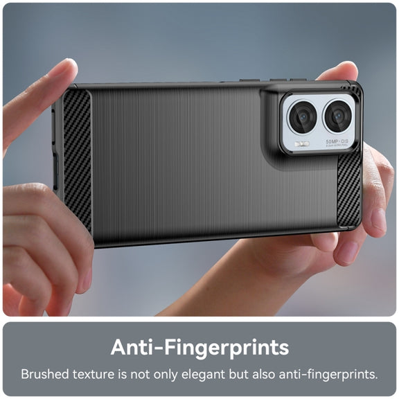 For Motorola Moto Edge 50 Fusion Carbon Fiber Brushed Texture TPU Phone Case(Black)