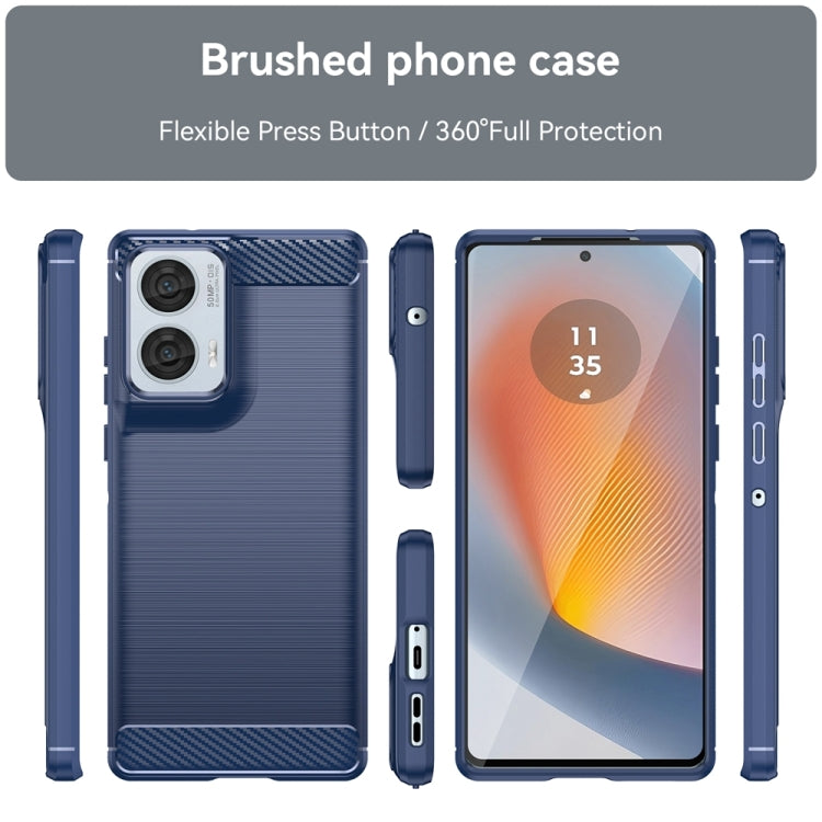 For Motorola Moto Edge 50 Fusion Carbon Fiber Brushed Texture TPU Phone Case(Blue)