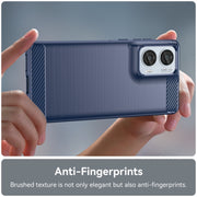 For Motorola Moto Edge 50 Fusion Carbon Fiber Brushed Texture TPU Phone Case(Blue)