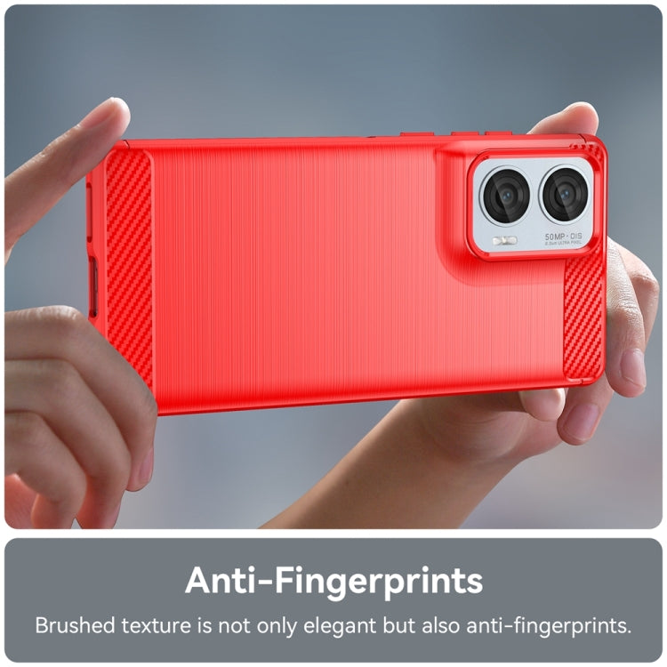 For Motorola Moto Edge 50 Fusion Carbon Fiber Brushed Texture TPU Phone Case(Red)