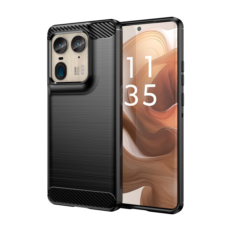 For Motorola Edge 50 Ultra Carbon Fiber Brushed Texture TPU Phone Case(Black)