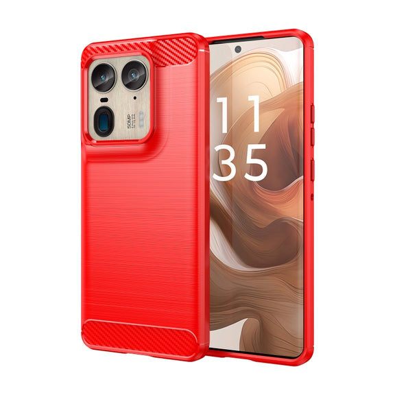 For Motorola Edge 50 Ultra Carbon Fiber Brushed Texture TPU Phone Case(Red)