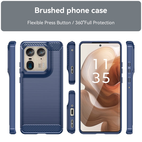 For Motorola Moto X50 Ultra Carbon Fiber Brushed Texture TPU Phone Case(Blue)