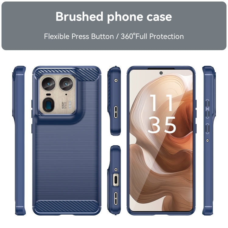 For Motorola Moto X50 Ultra Carbon Fiber Brushed Texture TPU Phone Case(Blue)