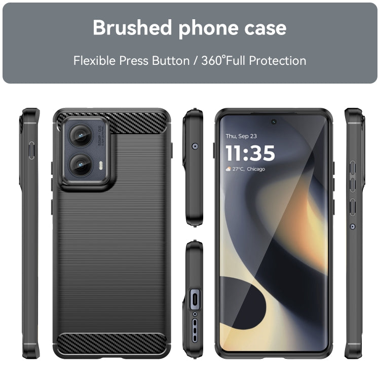 For Motorola Edge 2024 Carbon Fiber Brushed Texture TPU Phone Case(Black)