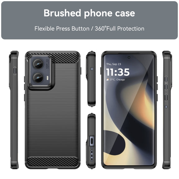 For Motorola Edge 2024 Carbon Fiber Brushed Texture TPU Phone Case(Black)