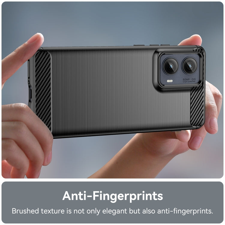 For Motorola Edge 2024 Carbon Fiber Brushed Texture TPU Phone Case(Black)