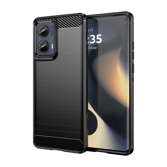 For Motorola Edge 2024 Carbon Fiber Brushed Texture TPU Phone Case(Black)