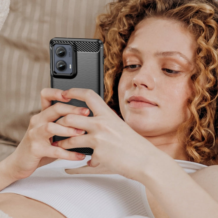 For Motorola Edge 2024 Carbon Fiber Brushed Texture TPU Phone Case(Black)