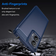 For Motorola Edge 2024 Brushed Texture Carbon Fiber TPU Phone Case(Blue)