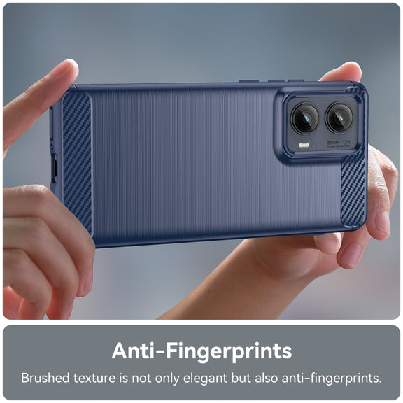 For Motorola Edge 2024 Brushed Texture Carbon Fiber TPU Phone Case(Blue)