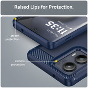 For Motorola Edge 2024 Brushed Texture Carbon Fiber TPU Phone Case(Blue)