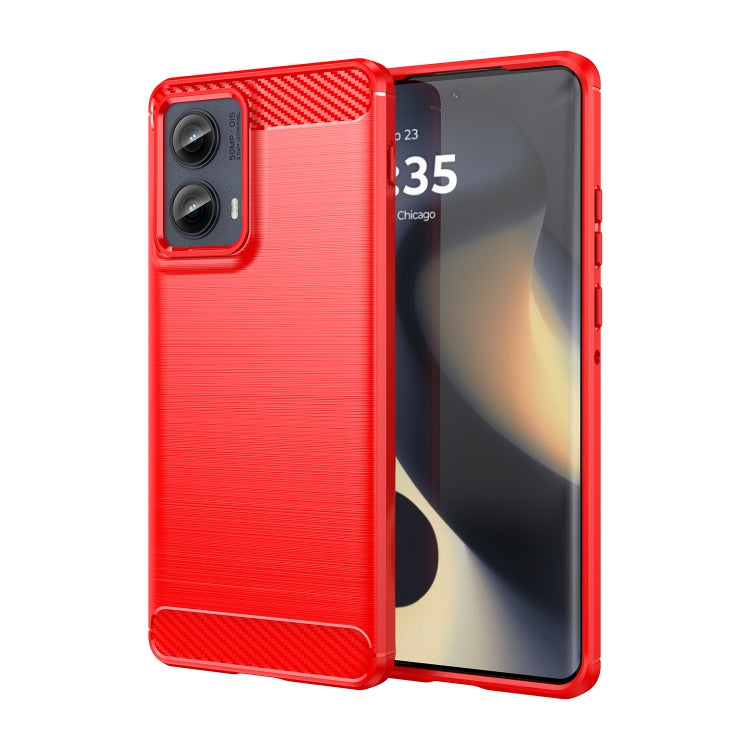 For Motorola Edge 2024 Carbon Fiber Brushed Texture TPU Phone Case(Red)