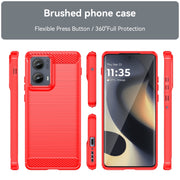 For Motorola Edge 2024 Carbon Fiber Brushed Texture TPU Phone Case(Red)