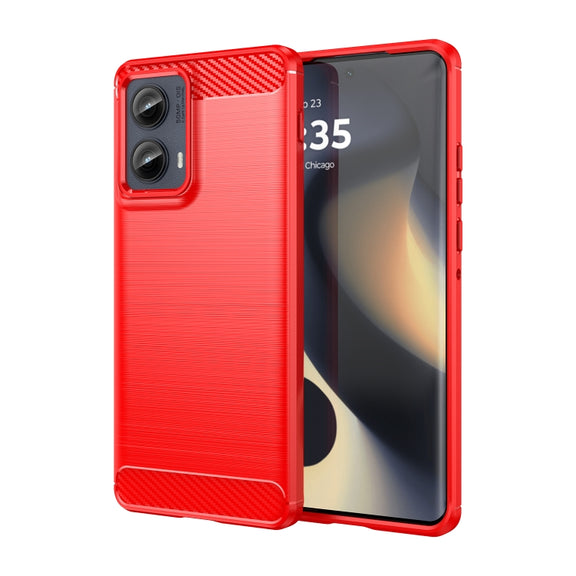 For Motorola Edge 2024 Carbon Fiber Brushed Texture TPU Phone Case(Red)