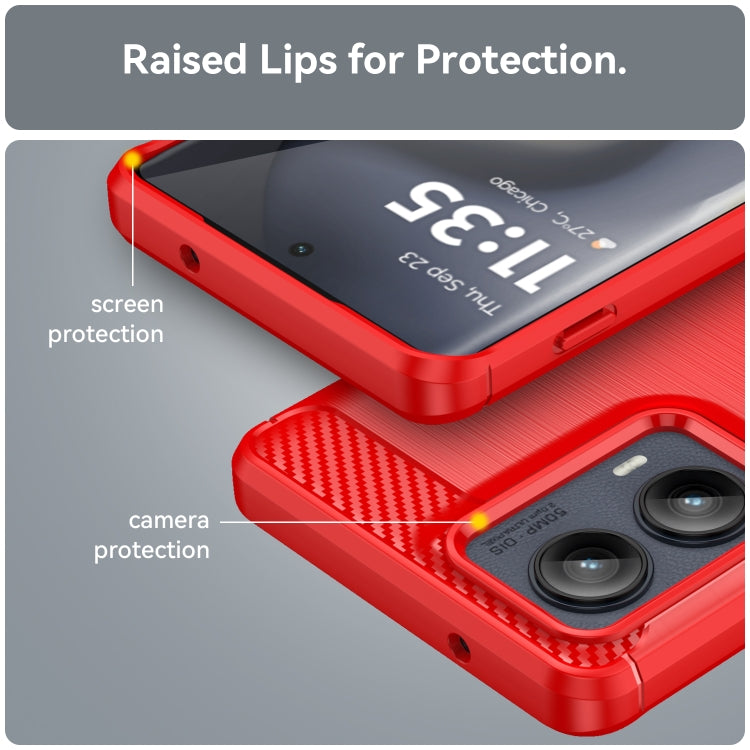 For Motorola Edge 2024 Carbon Fiber Brushed Texture TPU Phone Case(Red)