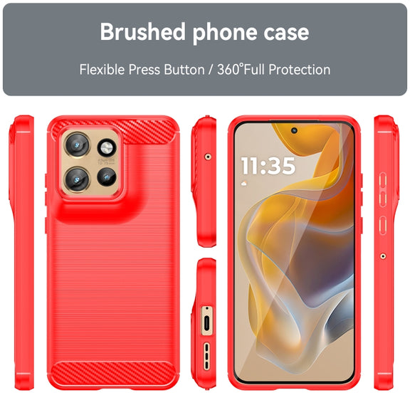 For Motorola Edge 50 Neo Carbon Fiber Brushed Texture TPU Phone Case(Red)