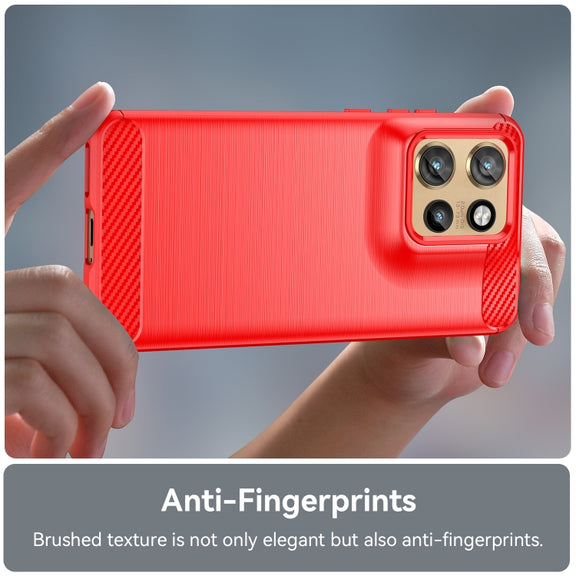For Motorola Edge 50 Neo Carbon Fiber Brushed Texture TPU Phone Case(Red)