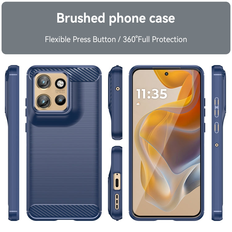 For Motorola Moto S50 Carbon Fiber Brushed Texture TPU Phone Case(Blue)