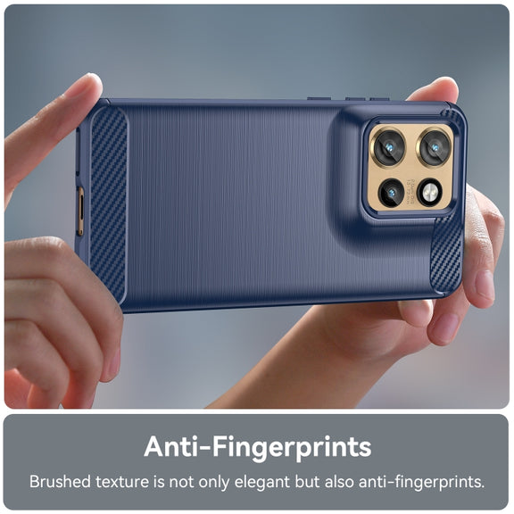 For Motorola Moto S50 Carbon Fiber Brushed Texture TPU Phone Case(Blue)