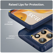 For Motorola Moto S50 Carbon Fiber Brushed Texture TPU Phone Case(Blue)
