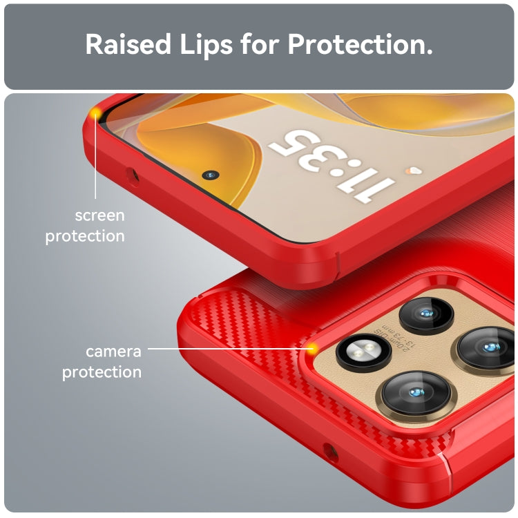 For Motorola Moto S50 Carbon Fiber Brushed Texture TPU Phone Case(Red)