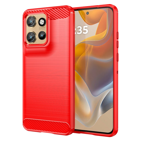 For Motorola Moto S50 Carbon Fiber Brushed Texture TPU Phone Case(Red)