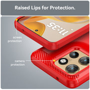 For Motorola Moto S50 Carbon Fiber Brushed Texture TPU Phone Case(Red)
