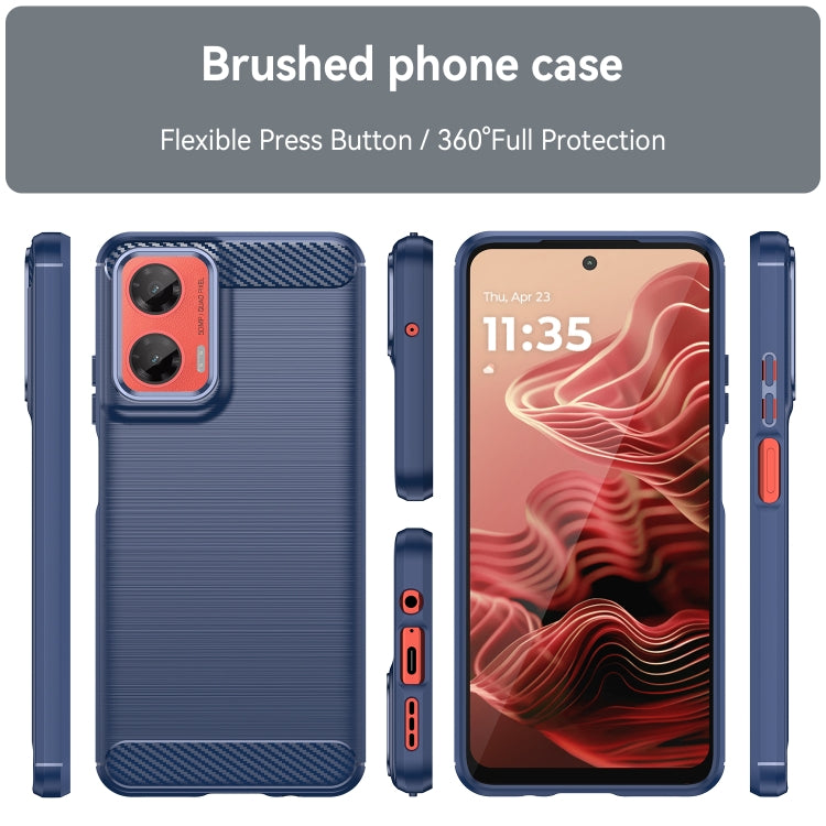For Motorola Moto G35 5G Carbon Fiber Brushed Texture TPU Phone Case(Blue)