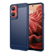 For Motorola Moto G35 5G Carbon Fiber Brushed Texture TPU Phone Case(Blue)