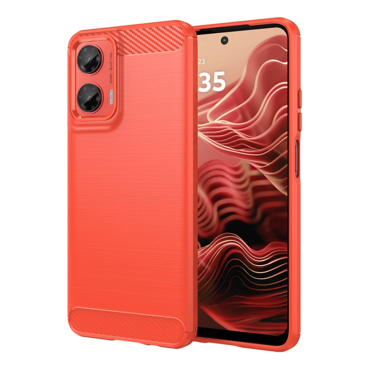 For Motorola Moto G35 5G Carbon Fiber Brushed Texture TPU Phone Case(Red)
