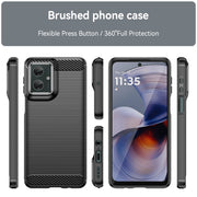 For Motorola Moto G55 5G Carbon Fiber Brushed Texture TPU Phone Case(Black)