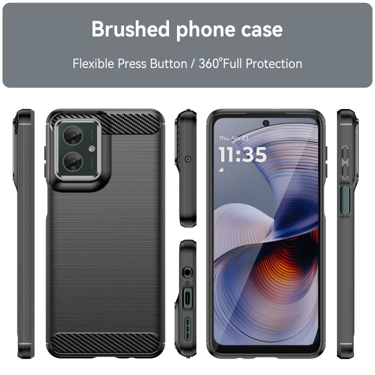 For Motorola Moto G55 5G Carbon Fiber Brushed Texture TPU Phone Case(Black)