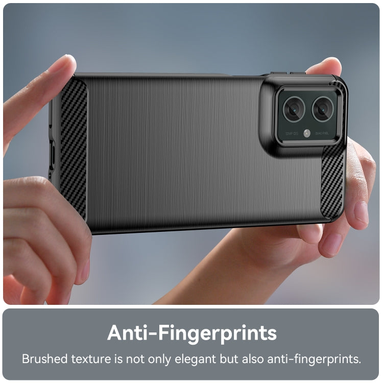 For Motorola Moto G55 5G Carbon Fiber Brushed Texture TPU Phone Case(Black)