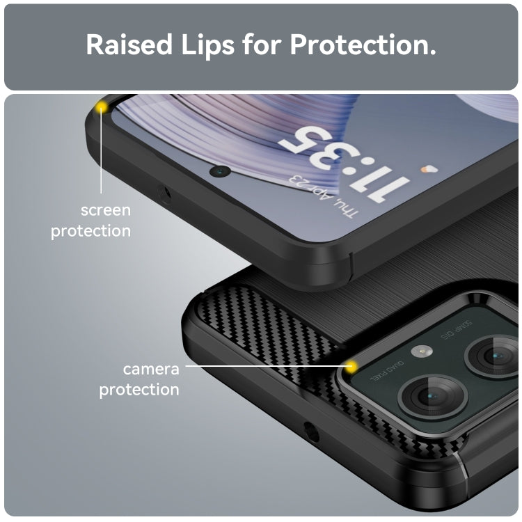 For Motorola Moto G55 5G Carbon Fiber Brushed Texture TPU Phone Case(Black)