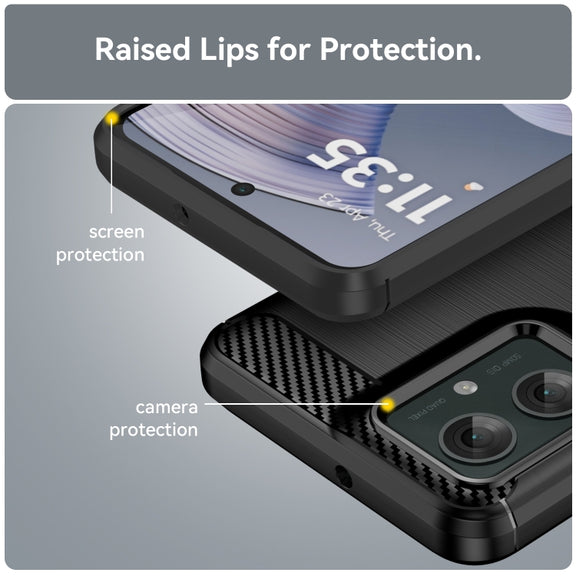 For Motorola Moto G55 5G Carbon Fiber Brushed Texture TPU Phone Case(Black)