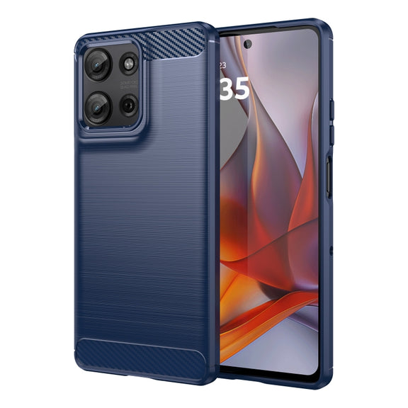 For Motorola Moto G75 5G Carbon Fiber Brushed Texture TPU Phone Case(Blue)