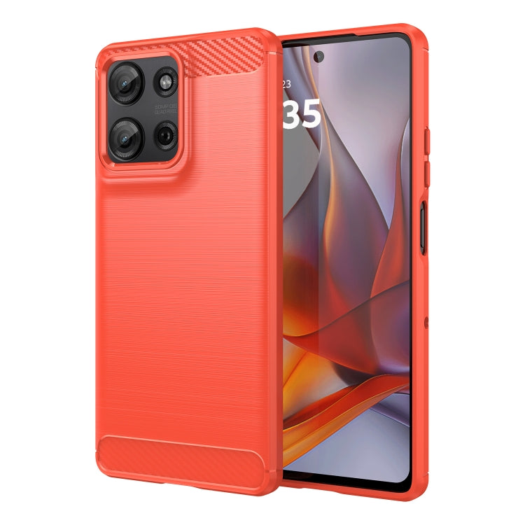 For Motorola Moto G75 5G Carbon Fiber Brushed Texture TPU Phone Case(Red)