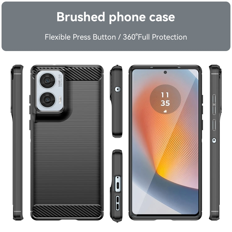 For Motorola Moto G85 Carbon Fiber Brushed Texture TPU Phone Case(Black)
