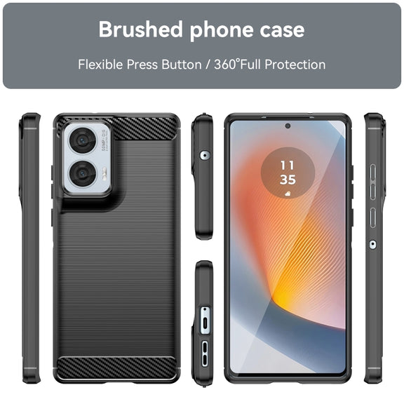For Motorola Moto G85 Carbon Fiber Brushed Texture TPU Phone Case(Black)