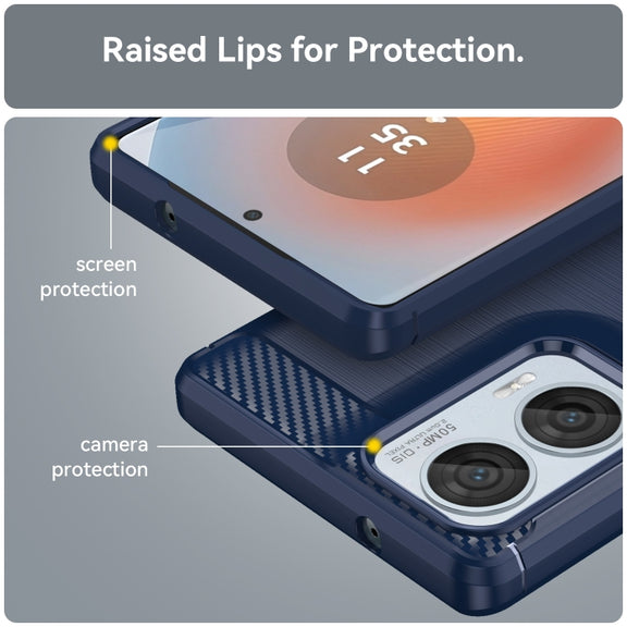 For Motorola Moto G85 Carbon Fiber Brushed Texture TPU Phone Case(Blue)