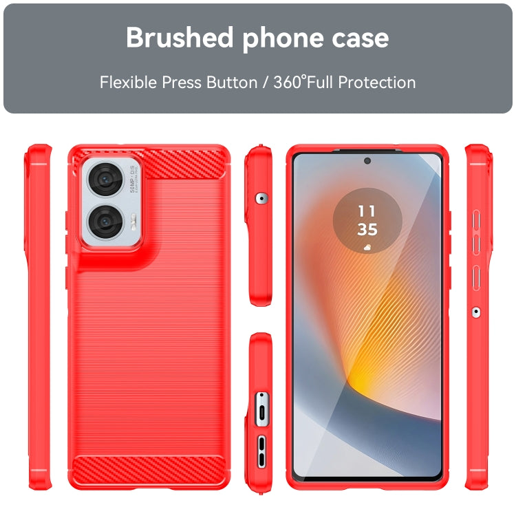 For Motorola Moto G85 Carbon Fiber Brushed Texture TPU Phone Case(Red)