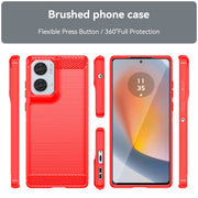For Motorola Moto G85 Carbon Fiber Brushed Texture TPU Phone Case(Red)