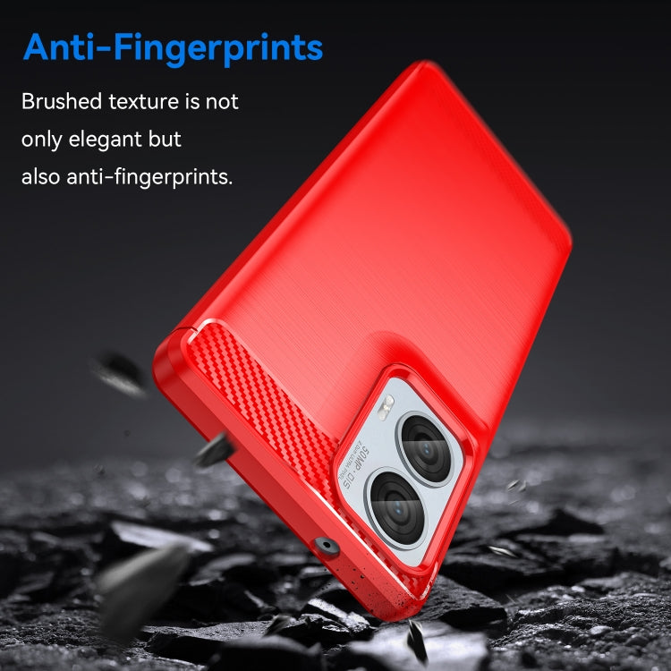 For Motorola Moto G85 Carbon Fiber Brushed Texture TPU Phone Case(Red)