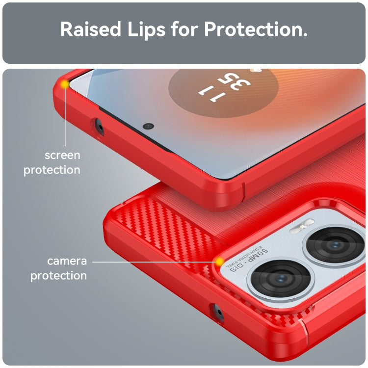 For Motorola Moto G85 Carbon Fiber Brushed Texture TPU Phone Case(Red)