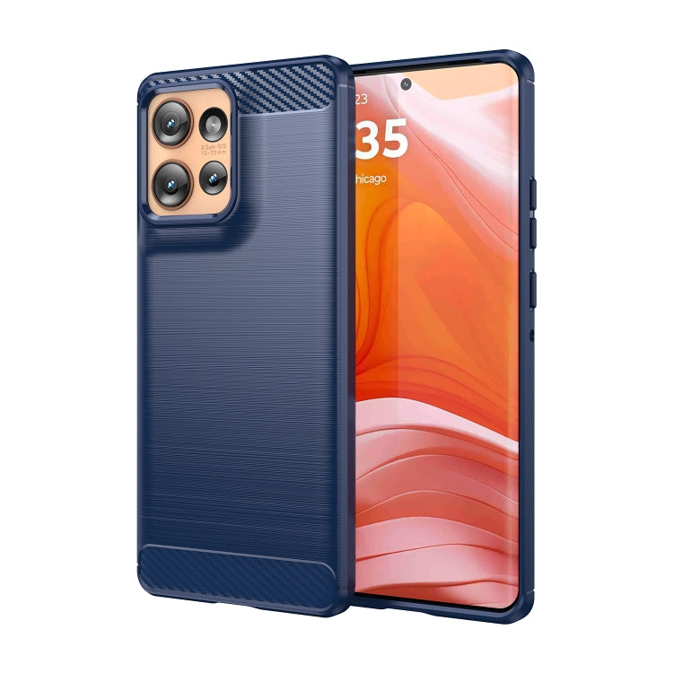 For Motorola Edge 50 Carbon Fiber Brushed Texture TPU Phone Case(Blue)