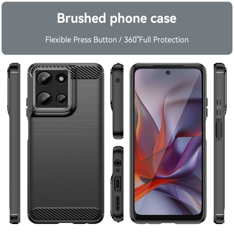For Motorola Moto G 5G 2025 Carbon Fiber Brushed Texture TPU Phone Case(Black)