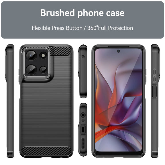 For Motorola Moto G 5G 2025 Carbon Fiber Brushed Texture TPU Phone Case(Black)